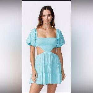 Blue side cutout mini dress | size small|